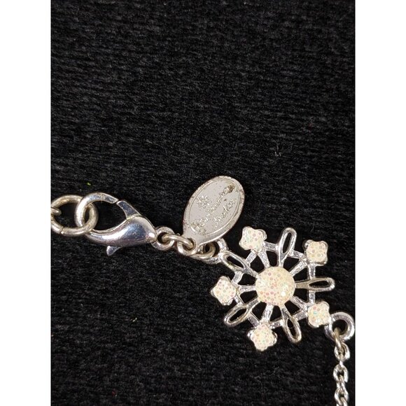 Christopher Radko Silver Tone Snowflake Chain Crystal Bracelet 7.5 inch - Picture 2 of 7